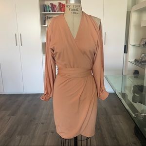 Coral Satin Wrap Dress